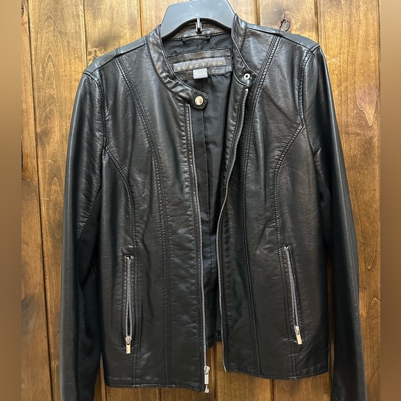 Kenneth Cole faux black Leather jacket. Gently used but in like new conditions. - Picture 1 of 6
